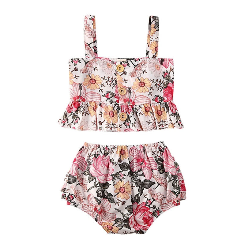 2pc Baby and Toddlers Floral Crop Top and Shorts
