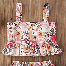 Load image into Gallery viewer, 2pc Baby and Toddlers Floral Crop Top and Shorts
