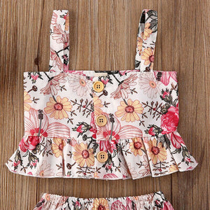 2pc Baby and Toddlers Floral Crop Top and Shorts