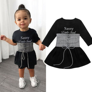 Baby and Toddlers Dress with Lace-Up Sash