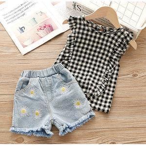 2pc Baby and Toddlers Cute Heart Print Blouse and Skirt