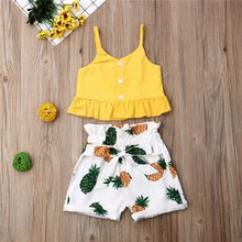 Load image into Gallery viewer, 2pc Baby and Toddlers Crop Top and Pineapple Print Shorts
