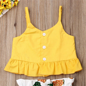 2pc Baby and Toddlers Crop Top and Pineapple Print Shorts