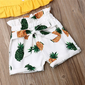 2pc Baby and Toddlers Crop Top and Pineapple Print Shorts
