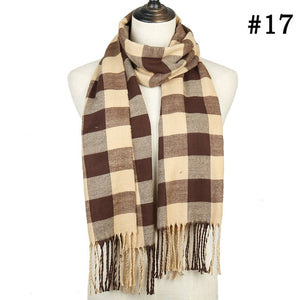 Plaid Cashmere Scarf Shawl and Wrap-around