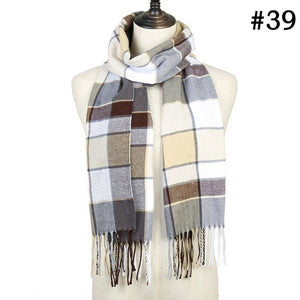 Plaid Cashmere Scarf Shawl and Wrap-around