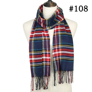 Plaid Cashmere Scarf Shawl and Wrap-around