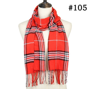 Plaid Cashmere Scarf Shawl and Wrap-around