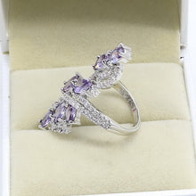 Load image into Gallery viewer, White Topaz Purple Amethyst Sterling Silver Ring
