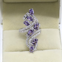 Load image into Gallery viewer, White Topaz Purple Amethyst Sterling Silver Ring
