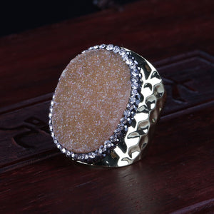 Rhinestone Wide Wrap Ring