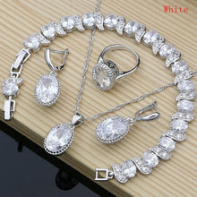 Load image into Gallery viewer, Sterling Silver Crystal Zircon Pendant Necklace Bracelet Earrings and Ring
