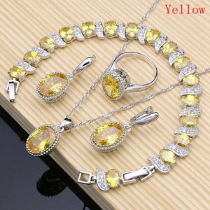 Sterling Silver Crystal Zircon Pendant Necklace Bracelet Earrings and Ring