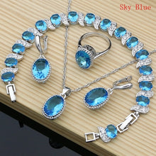 Load image into Gallery viewer, Sterling Silver Crystal Zircon Pendant Necklace Bracelet Earrings and Ring
