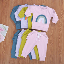 Load image into Gallery viewer, Baby and Toddlers Long Sleeve Rainbow Print Top and Pants
