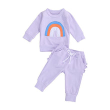 Load image into Gallery viewer, Baby and Toddlers Long Sleeve Rainbow Print Top and Pants
