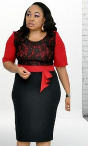 Elegant Plus Size Knee-Length Dress