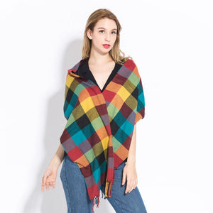 Plaid Cashmere Scarf Shawl and Wrap-around