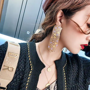 Rhinestone Tassel Drop Earrings