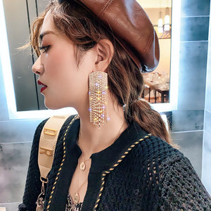 Rhinestone Tassel Drop Earrings