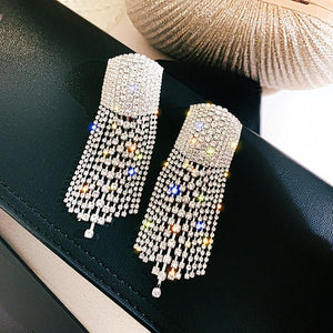 Rhinestone Tassel Drop Earrings