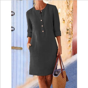 Linen Round Neck Dress