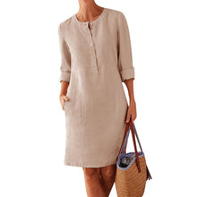 Load image into Gallery viewer, Linen Round Neck Dress
