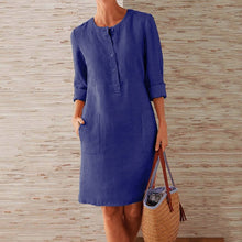 Load image into Gallery viewer, Linen Round Neck Dress
