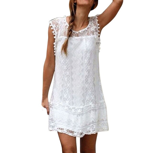 Lace Cotton Sleeveless Casual Dress