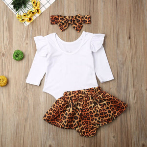 Baby and Toddlers Blouse and Leopard Skirt with Headband