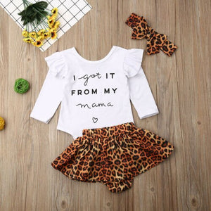 Baby and Toddlers Blouse and Leopard Skirt with Headband