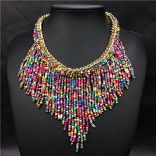 Load image into Gallery viewer, Hand Woven Tassel Beads Choker Necklace
