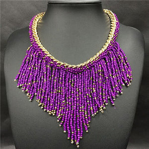 Hand Woven Tassel Beads Choker Necklace