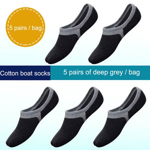 5 Pairs Men's Cotton No Show Boat Socks