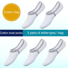 Load image into Gallery viewer, 5 Pairs Men&#39;s Cotton No Show Boat Socks
